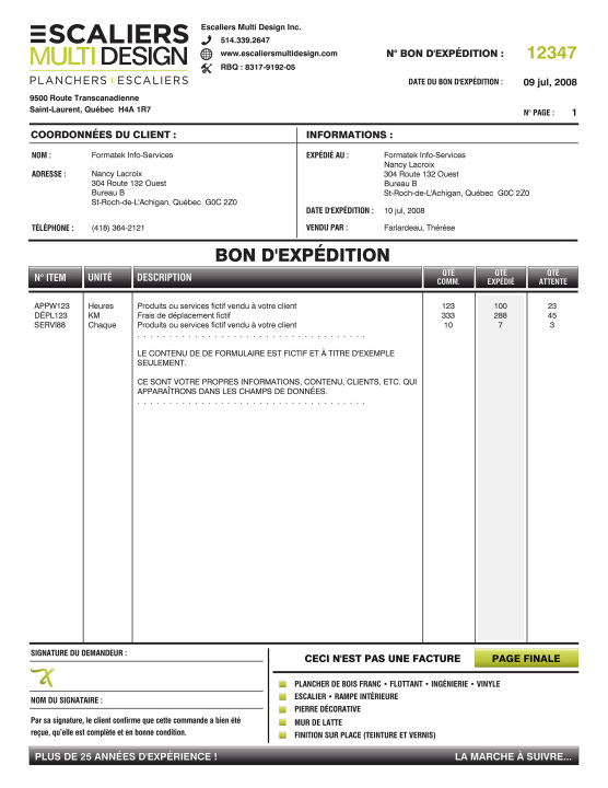 SAGE 50 | BON D'EXPÉDITION (PACKING SLIP) | # M4FA01-2