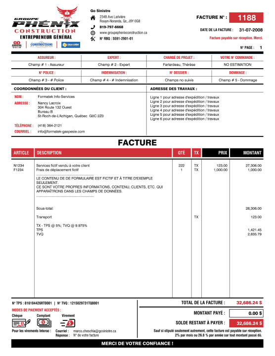 SAGE 50 | FACTURE | # M3CT08-1
