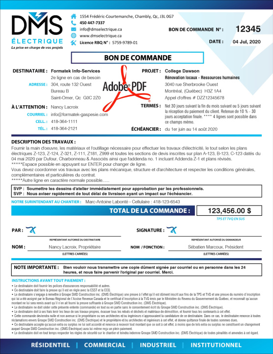 PDF | BON DE COMMANDE - FOURNISSEUR | P-M4CT05X-1