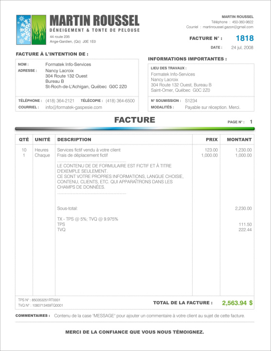 SAGE 50 | FACTURE | # M5SE15-1