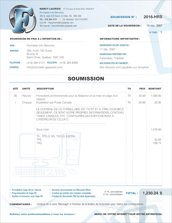 SAGE 50 | SOUMISSION | # M5SE20X-2