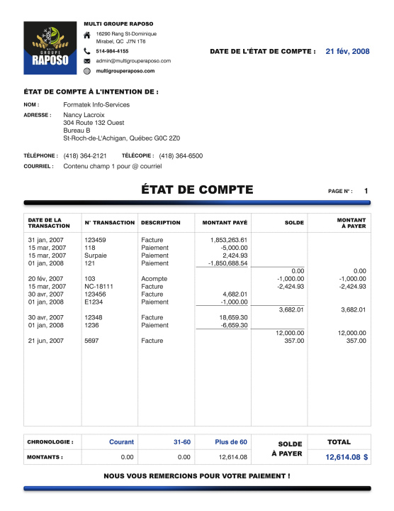SAGE 50 | ÉTAT DE COMPTE | # M5SE16-3