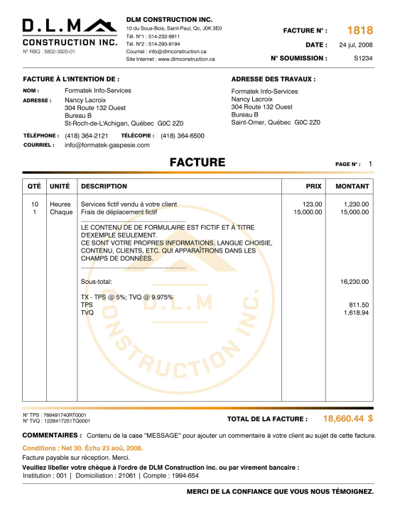 SAGE 50 | FACTURE | # M5CT03-1