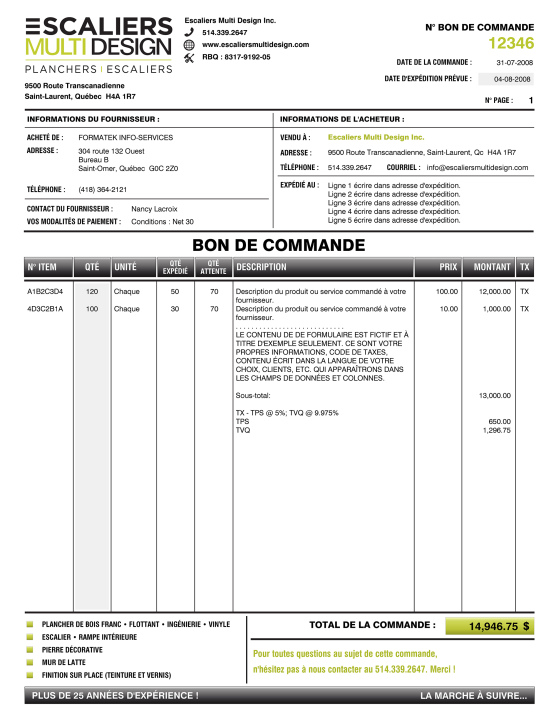 SAGE 50 | BON COMMANDE | # M4FA01-6
