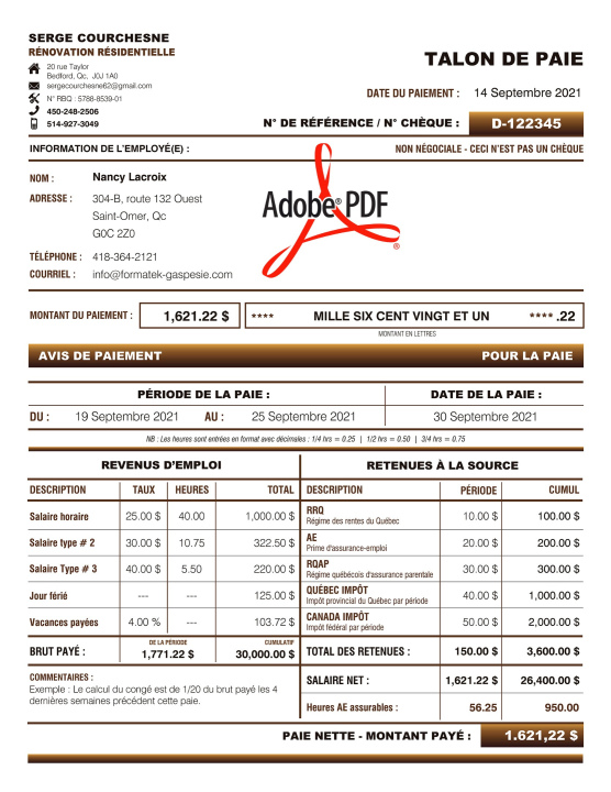PDF | TALON DE PAIE | # P-M4CT03X-1
