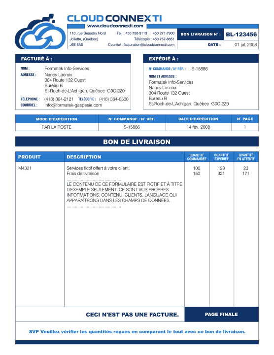 SAGE 50 | BON DE LIVRAISON | # M3TE01-3