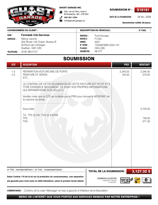 SAGE 50 | SOUMISSION | # M4TR03-2